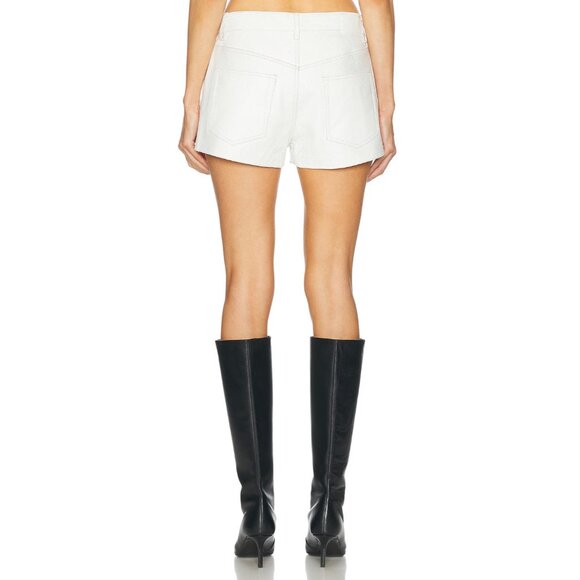 R13 5-Pocket Leather Shorts Crackle White - Picture 3 of 5